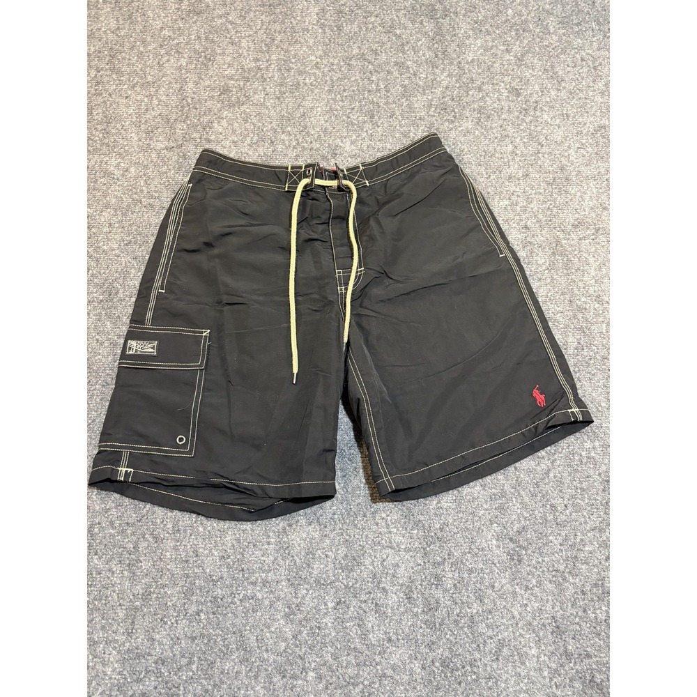 Polo Ralph Lauren Swim Shorts Mens Small Black Mesh Lined Board Trunks
